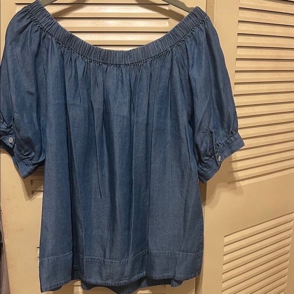 kate spade Chambray Off-Shoulder Blouse - Picture 8 of 10